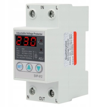 PRZEKAŹNIK OCHRONY NAPIĘCIA 63A 230VAC 50Hz ZABEZPIECZENIE PODNAPIĘCIOWE