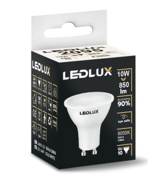 Светодиодная лампа GU10 10W =85W SMD 6000K холодная Премиум LEDLUX без мигания