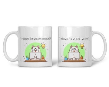 Kubek z nadrukiem kot informatyk