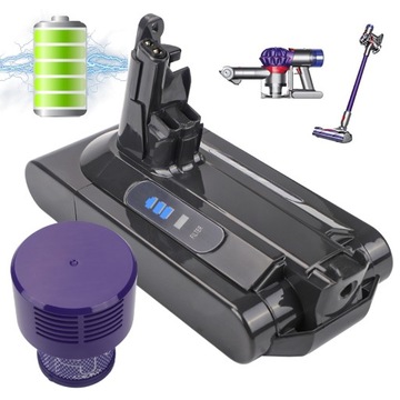 Аккумулятор V10 6000 мАч для пылесоса Dyson V10 ЗАМЕННЫЙ АККУМУЛЯТОР с фильтром