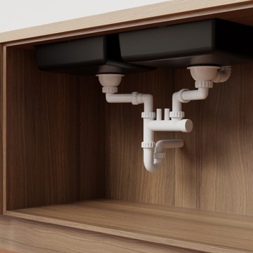 Сифон для двойной мойки, ручной, хром