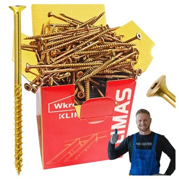 WKRĘTY CIESIELSKIE DO DREWNA 4x70 STOŻKOWE TORX 200szt WKCS-40070 KLIMAS