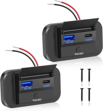2X PANEL ŁADOWARKI QC 3.0 PD SAMOCHODOWEJ 12V 24V USB