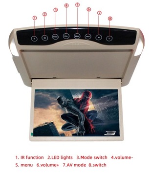 Автомобильный монитор 1080P, складной потолочный телевизор, HD ЖК-экран, мультимедийный плеер, авто
