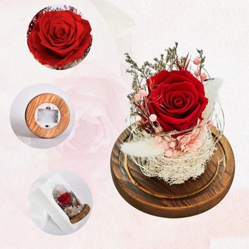 ВЕЧНАЯ РОЗА НАСТОЯЩАЯ КРАСНАЯ РОЗА, КОНСЕРВИРОВАННАЯ В СВЕТОДИОДНОМ СТЕКЛЕ НА ДЕНЬ ВАЛЕНТИНА