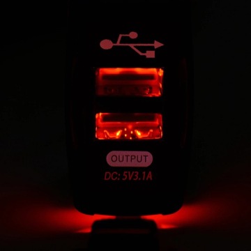 Монтажная розетка USB x2 3100 мА 12–24 В КРАСНАЯ