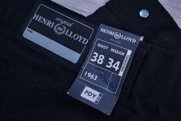 HENRI LLOYD Czarne Logowane Spodnie Jeansy W38 L34