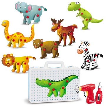 PUZZLE 3D DO SKRĘCANIA ZWIERZĄTKA 120el +WKRĘTARKA