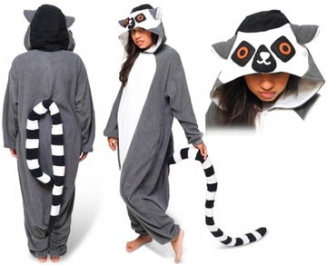 LEMUR PIŻAMA KIGURUMI ONESIE PRZEBRANIE XL 16 CH4A