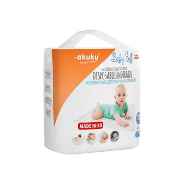 Akuku Podkłady Higieniczne 40x60 cm Chłonne Do Przewijania Soft Baby 15 szt