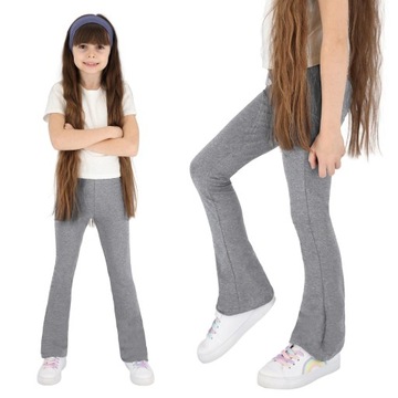 SPODNIE DZWONY DZIEWCZĘCE DRESY BAWEŁNIANE 134