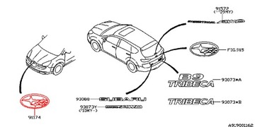 SUBARU TRIBECA ZNAK ZNAKY LOGO MŘÍŽKA MASKA