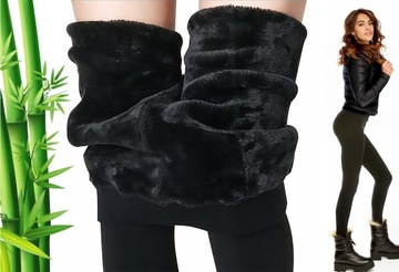 Legginsy Ocieplane Futerkiem Grube Leginsy CIEPŁE WYSOKIM STANEM BAMBUSOWE