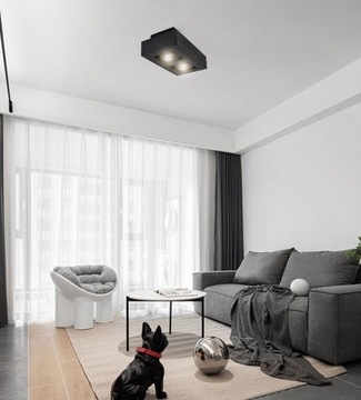LAMPA SUFITOWA PLAFON LED OPRAWA NATYNKOWA CZARNA