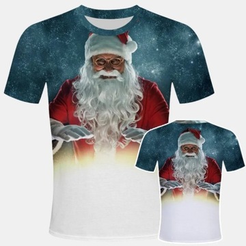 Santa Claus Pattern Men's T-shirt Elk Print Man Sh