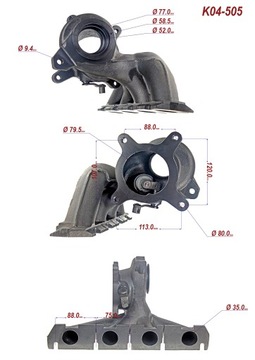 Żeliwo turbiny 53049700064 AUDI S3 2.0 TFSI 195kW 06F145702C