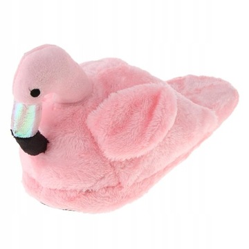 Flamingo miękkie pluszowe ciepłe różowe 3 klapki