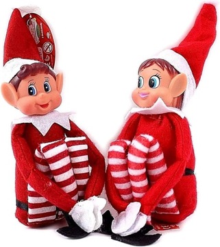 2x ELF PLUSZOWY KRASNAL OZDOBNY NA ŚWIĘTA CZERWONY POMOCNIK MIKOŁAJA 30 CM