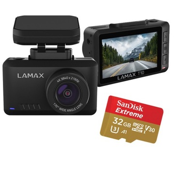 Wideorejestrator Lamax T10 + AKCESORIA + Karta pamięci SANDISK Extreme
