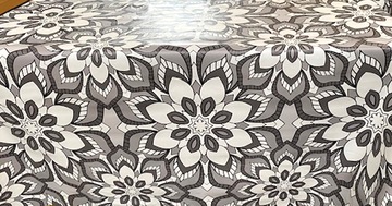 МЕТРОВАЯ ТОЛЩИНА КЛЕЕНКА СКАТЕРТЬ, СЕРЫЙ РЕТРО ЦВЕТОК