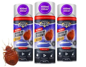 BOMBA FOGGER ŚRODEK PREPARAT NA PLUSKWY KARALUCHY NO PEST 400ML (3 SZT)