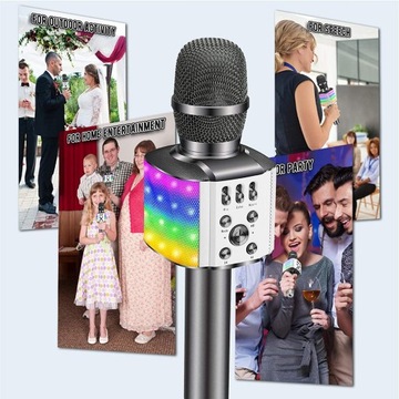 4-в-1 Bluetooth-микрофон для караоке со светодиодной подсветкой Караоке