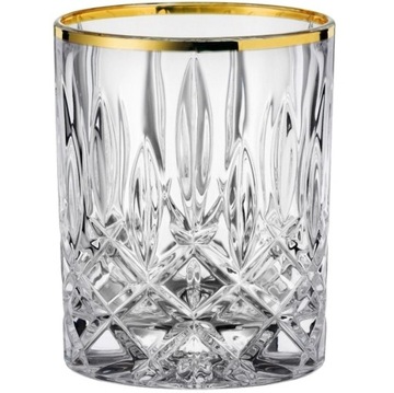 Szklanki do whisky drinków JAVELL GOLD złote zdobienie 340ml 6szt kpl