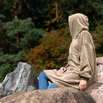 ТЕПЛЫЙ СВИТШОТ, одеяло oversize, СВЕТЛО-БЕЖЕВЫЙ, подарок на день рождения девочке 18-99.