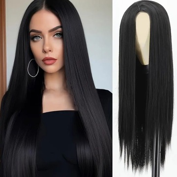 ПАРИК ЖЕНСКИЙ ДЛИННЫЙ ЧЕРНЫЙ ПРЯМЫЕ ИСКУССТВЕННЫЕ СИНТЕТИЧЕСКИЕ ВОЛОСЫ 65СМ БРЮНЕТКА
