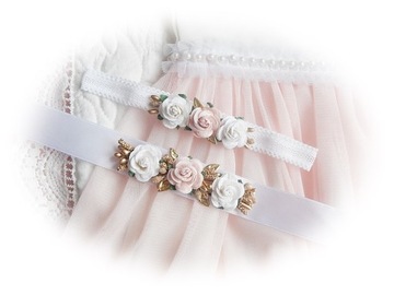 Крещенский комплект ROSE, ПОВЯЗКА НА ГОЛОВЬ и РЕМЕНЬ для платья