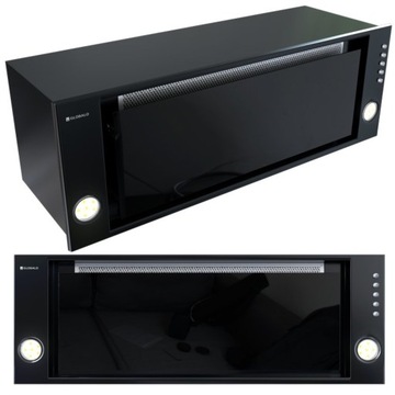 OKAP KUCHENNY DO ZABUDOWY Globalo Desolero 85cm CICHY 44dB CZARNY SZKŁO LED