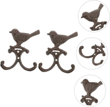 2 żeliwny haczyk na ptaki hak użytkowy metalowy wieszak na wystrój vintage