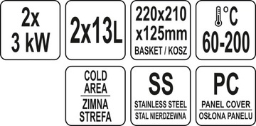 Yato YG-04623 Фритюрница двухкамерная 2х8л