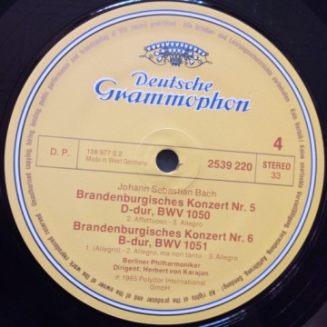Бах - 6 Бранденбургских концертов - Герберт фон Караян - DG 1984 2LP