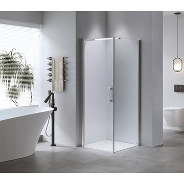 KABINA PRYSZNICOWA 80X80 UCHYLNA POD PRYSZNIC CHROM TRANSPARENT KWADRATOWA