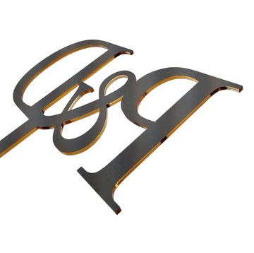 Топпер с инициалами ИНИЦИАЛЫ буквы золото зеркало