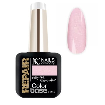 Repair Base Milky Pink Glam Silver Nails Company baza drobinki 11ml