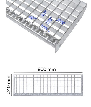 Ступеньки WEMA 800x240 мм | оцинкованный | 30x2 мм | металлическая ступенька, ступени
