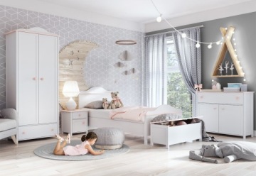 ЛУНА белый + розовый ЛЕНАРТ ящик кровати