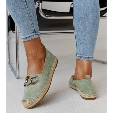 Zielone Skóra ekologiczna Buty Espadryle r.37