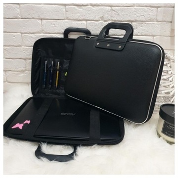 ЧЕРНАЯ КОЖАНАЯ СУМКА ДЛЯ НОУТБУКА 15 ДЮЙМОВ