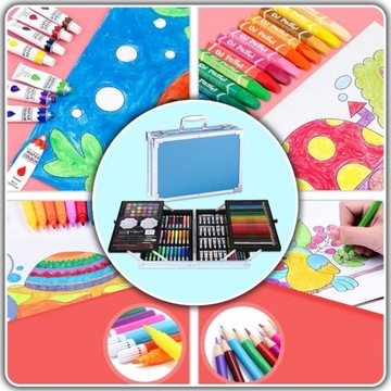 НАБОР ХУДОЖЕСТВЕННОЙ РАСКРАСКИ ДЛЯ ДЕТЕЙ + ЧЕМОДАН Фломастеры, мелки, краски