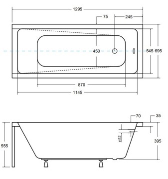ПОЛЬША ванна 130x70 KABINA BLACK Шторка для ванны
