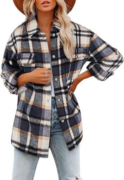 РУБАШКА В КЛЕТИКУ ЖЕНСКАЯ, ТЕПЛАЯ, СВОБОДНАЯ КУРТКА ОВЕРСАЙЗ, XXXL