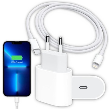 SZYBKA ŁADOWARKA ADAPTER 20W DO IPHONE USB C + KABEL USB C DO LIGHTNING 1M