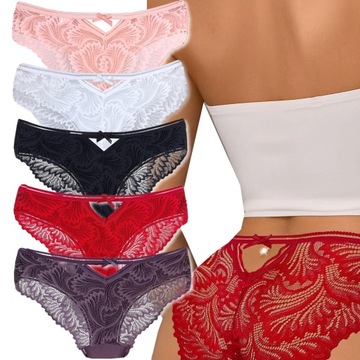 5 SEXY BAWEŁNIANE MAJTKI FIGI DAMSKIE KORONKOWE #M