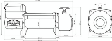 Электрическая лебедка для грузовых автомобилей Dragon, 24 В, 16000 фунтов, синтетический трос