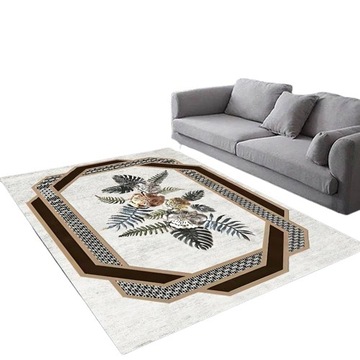 BEŻOWY DYWAN PIĘKNY WZÓR LIŚCI NATURALNY CHARAKTER TWOJEGO WNĘTRZA 200x300