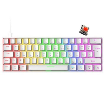 KLAWIATURA MECHANICZNA 60% RGB LED GRACZY Bialy