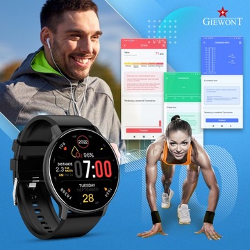 SMARTWATCH Мужские женские часы GIEWONT Sport Вокруг GW120-2 PRO ИНТЕРВЬЮ PL